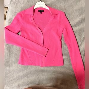 rag & bone Hot Pink Ribbed Knit Top